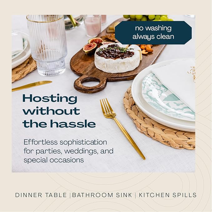Lintext Disposable Linen-Feel Guest Towels - 12" x 17" Cloth-Like Hand Towels - Made In USA, Soft And Absorbent Paper Napkin For Bathroom, Kitchen, Or Event [Extra-Soft - Pack of 50], White