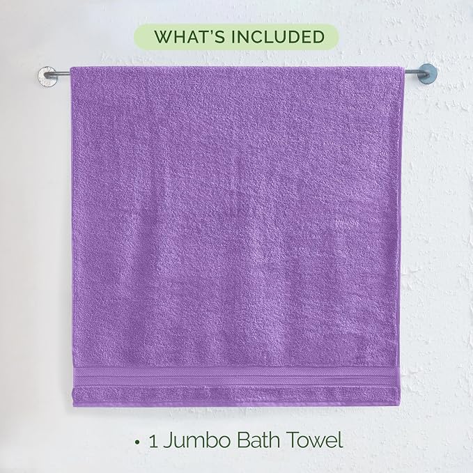 Elegant Comfort Three Line Popcorn Towel Set for Bathroom 35 x 70 inches, Premium Hotel Quality 1-Pack Jumbo Towels, 100% Turkish Cotton, Soft and Durable, Quick Dry and Highly Absorbent, Lavender