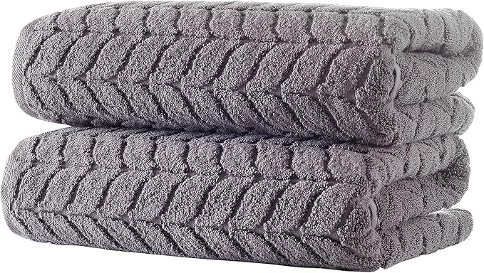 BAGNO MILANO Turkish Cotton Bath Towels, Hand Towels - Soft Plush Jacquard Collection - Highly Absorbent Towel Set (Grey, 4 Pcs Hand Towel Set)