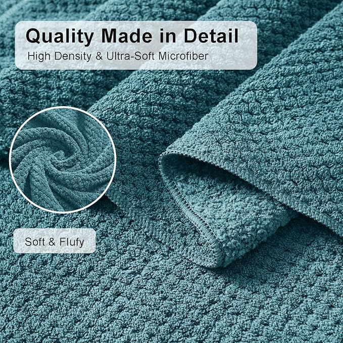 8 Pcs Turquoise Family Bath Towel Set 600GSM Soft Absorbent Quick Dry Towel | 2 Oversized Bath Towel Sheets,2 Hand Towels,4 Washcloths Beach Chair Towels Woven Towels for Bathroom Hotel and Spa