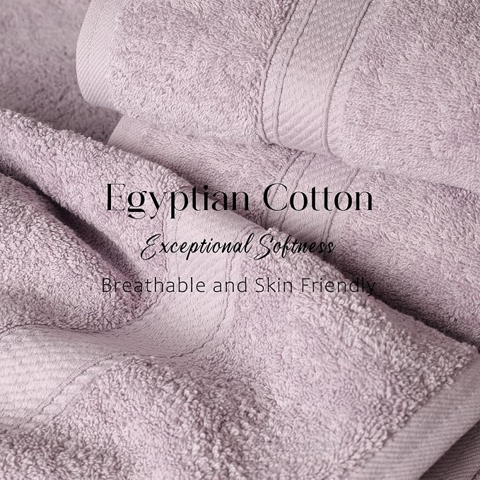 SUPERIOR Egyptian Cotton Ultra Plush & Absorbent, 6 Piece Set, Purple | Quick Dry, Soft Luxury Towel Set, Bath Essentials, Guest Bath, Spa, 2 Bath, 2 Hand, 2 Face Towels, Madeline Towels