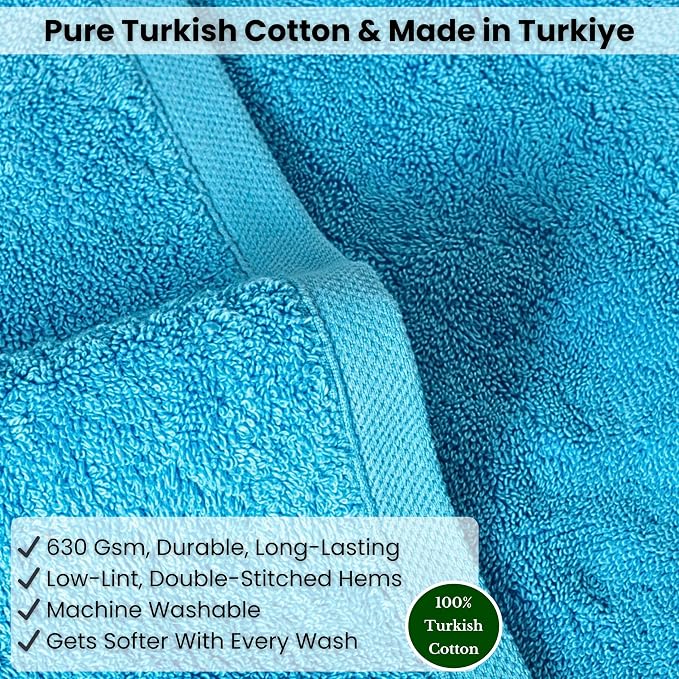 SALBAKOS Luxury 100% Turkish Cotton 40x80 in Extra Large Beach & Bath Towels | Oversized Bath Sheets | Premium Hotel Quality Thick Soft Absorbent Turkish Towel (Pack of 1, Aqua, Jumbo Bath Sheet)