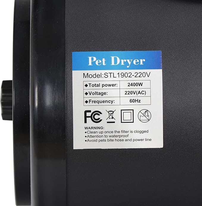 ZENY Dog Dryer, Pet Grooming Blower with Heater for Cat/Dog, 2400W Speed-Adjustable Pet Hair Dryer, with 4 Different Nozzles + 2 Filter, Black
