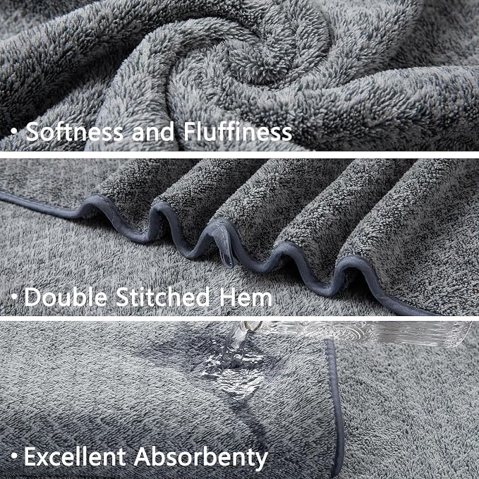 Ycosy Grey Hand Towels Set 16x31 Inches,Soft Microfibers Bathroom Towel Set 2 Pack,Highly Absorbent Quick Dry Luxury Towel Hotel Spa Gym Hand Towel Collection for Bathroom
