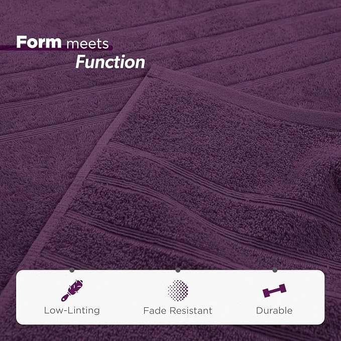Martex 2-Pack Ultimate Performance Bath Sheet Set, Dark Purple, 33" x 65" | 100% Cotton, Extra Large Bath Towels, Super Absorbent, Low-Linting, Supersoft