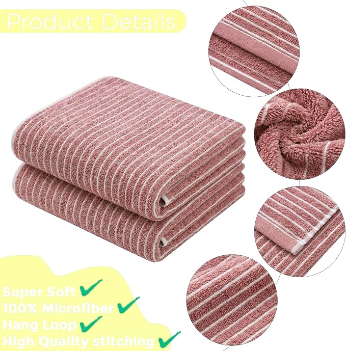 2-Pack Microfiber Bath Towels (27x54 Inches) - Ultra Soft & Quick Dry, 3X Absorbency, Lightweight for Gym, Yoga, Travel & Spa - Perfect for Home, Fitness & Post-Workout