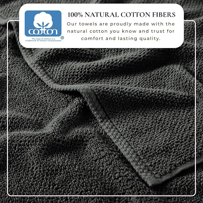 Great Bay Home 100% Cotton 6 Piece Towel Set - Absorbent, Quick-Drying, Durable Bath Towels for Bathroom Decor - Low-Twist, Two-Ply Fibers (Midnight Blue)