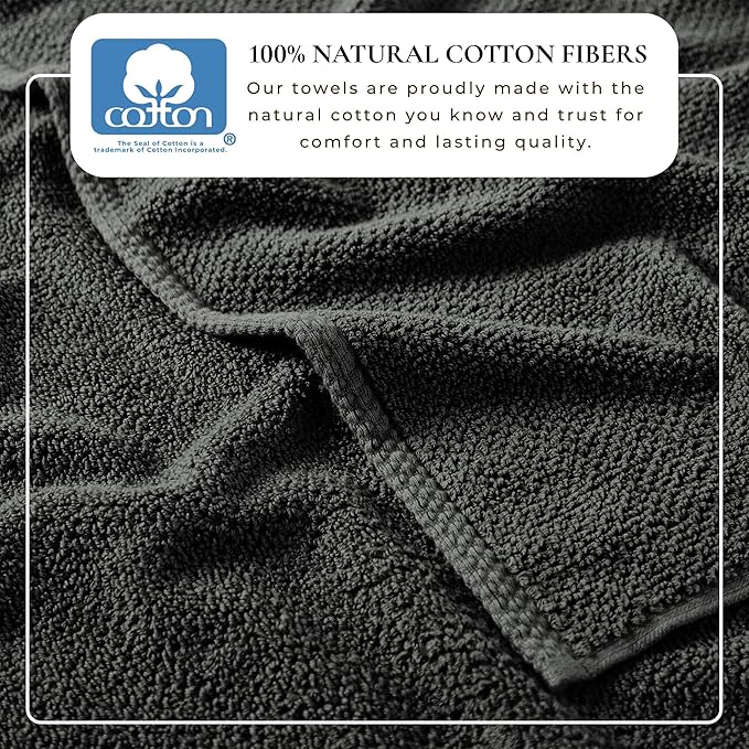 Great Bay Home 100% Cotton Oversized 2 Pack 68x35 Extra Large Towel Set - Absorbent, Quick-Drying, Durable Oversized Bath Sheets for Bathroom Décor (Midnight)