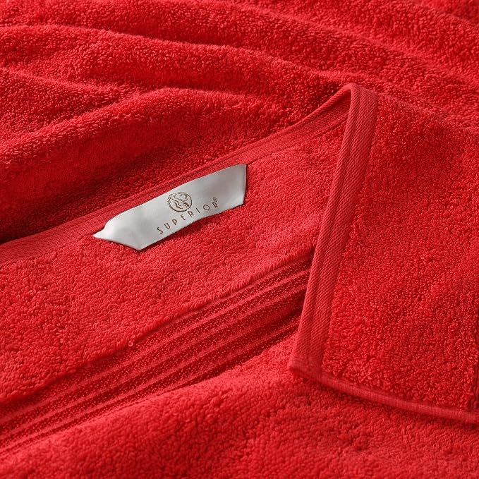 Superior Egyptian Cotton 8-Piece Towel Set, Assorted Towels for Home Bathroom, Master, Guest Bath, Decor Essentials, Includes 2 Bath, 2 Hand, 4 Face Towels/Washcloths, Quick Dry, Absorbent, Red