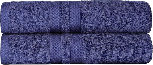 Superior Ultra-Soft 2-Piece Cotton Bath Sheet Set, Perfect for Bathroom Decor, Shower, Spa, Gym, Guest Room, Home Essentials, Daily Use, Soft, Absorbent, Oversized Body Towels - Navy Blue