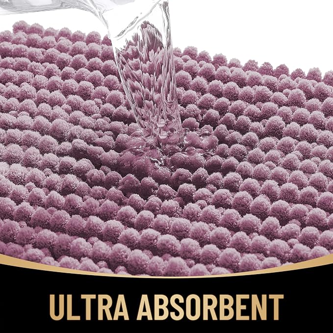 OLANLY Thick Small Bathroom Rugs 24x16, Extra Soft Absorbent Chenille Bath Rugs, Rubber Backing, Machine Wash Dry, Bath Mats for Bathroom Floor, Tub and Shower, Home Decor Accessories, Deep Plum