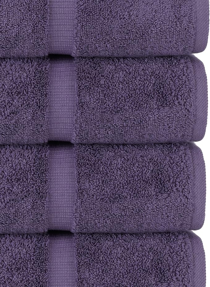 Chakir Turkish Linens 4 Piece Extra Large Bath Towels, 100% Cotton Luxury Turkish Towels for Bathroom, Soft Absorbent Bath Towels, 30 x 60 Inches, Plum