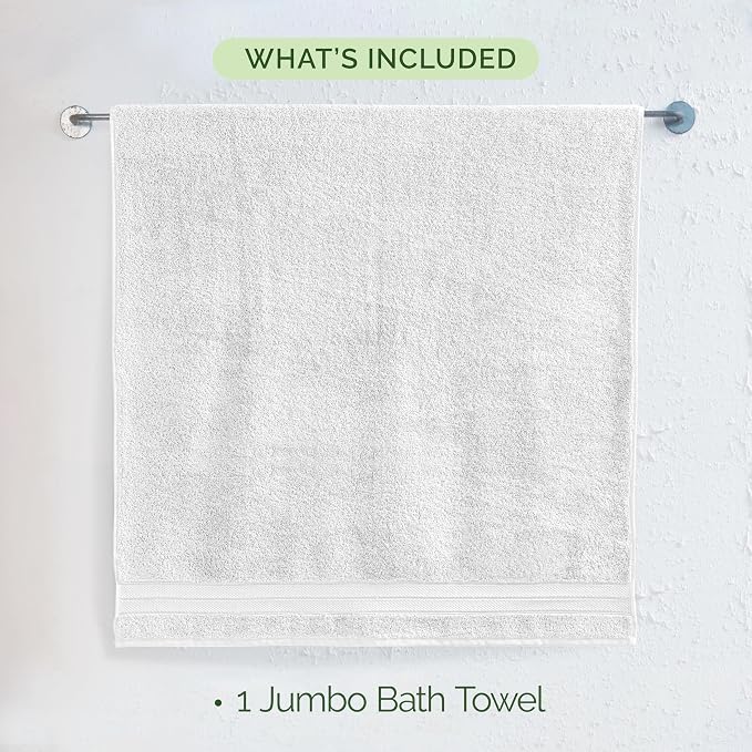 Elegant Comfort Three Line Popcorn Towel Set for Bathroom 35 x 70 inches, Premium Hotel Quality 1-Pack Jumbo Towels, 100% Turkish Cotton, Soft and Durable, Quick Dry and Highly Absorbent, White
