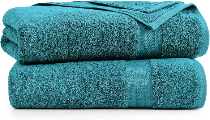 LANE LINEN 100% Cotton Bath Sheets (35"x66") - 2 Piece - Fade Resistant, Machine Washable, Ultra Soft & Highly Absorbent - Oversized Extra Large Bathroom Towels Sets - Hotel Quality Towel - Sea Port