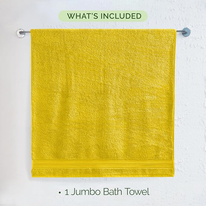 Elegant Comfort Three Line Popcorn Towel Set for Bathroom 35 x 70 inches, Premium Hotel Quality 1-Pack Jumbo Towels, 100% Turkish Cotton, Soft and Durable, Quick Dry and Highly Absorbent, Yellow
