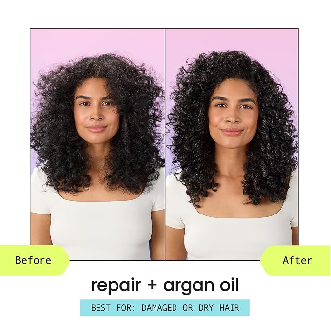 HASK Repair + Argan Oil Shampoo + Conditioner Set | Strengthen & Restore Dry, Damaged Hair | 16oz each, 2 Pack