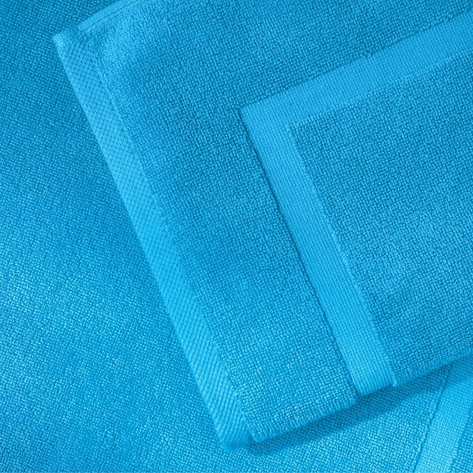 SALBAKOS 100% Turkish Cotton Bath Mat Set 2-Piece - 20x34 inch, Hotel & Spa Collection, Soft, Absorbent, Long Lasting, Durable Bathroom Rugs | Made in Turkey (Aqua, 2 Bath Mats)