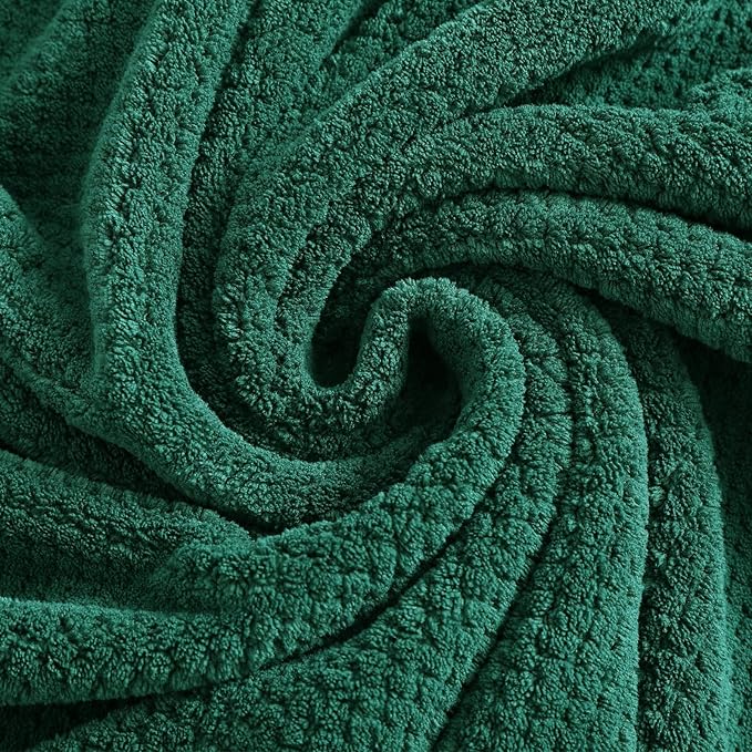 YTYC 29x59 Inch Bath Towels Set of 6 Large, Super Soft Absorbent Lint Free Microfiber Towels for Bathroom 80% Polyester (Dark Green, 6 Piece)