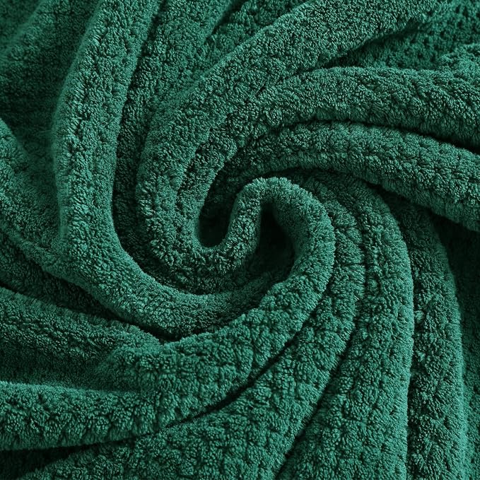 YTYC 29x59 Inch Bath Towels Set of 6 Large, Super Soft Absorbent Lint Free Microfiber Towels for Bathroom 80% Polyester (Dark Green, 6 Piece)