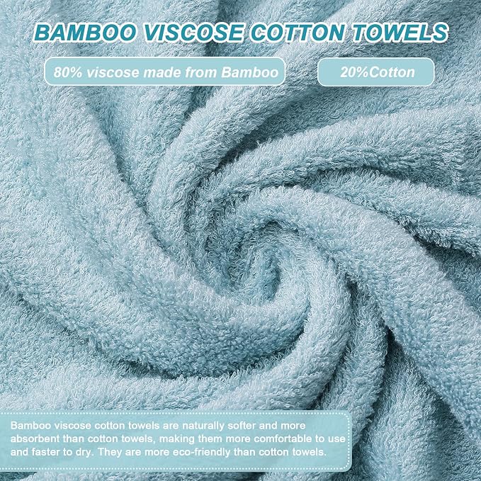 Aibaser Viscose from Bamboo and Cotton Bath Towels Set of 6-27x54 Inch Ultra Soft, Highly Absorbent Large Shower Towels for Bathroom, Spa & Gym(6 Piece Set) (Blue)