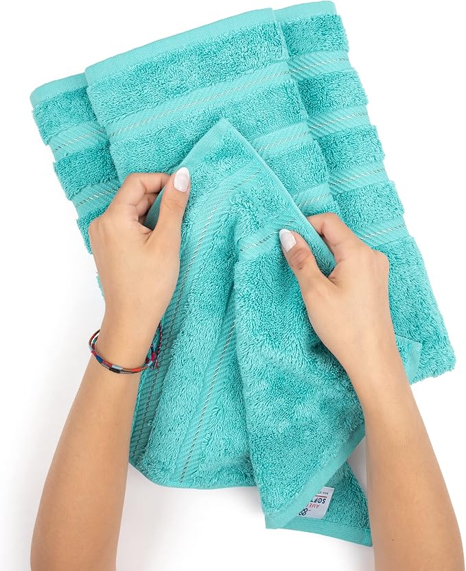 American Soft Linen 100% Cotton Luxury Turkish Towels, 6 Piece Towel Set | Soft Absorbent Quick Dry OEKO Tex Standard 100 Certificated Durable Machine Washable Breathable Premium Hotel Quality