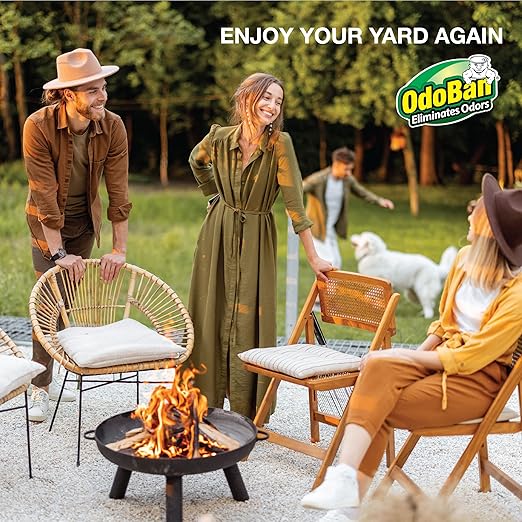 OdoBan Outdoor and Yard Odor Eliminator, Plant-Friendly Formula, Made in the USA, Clean Fresh Scent, 32 Fluid Ounce Bottle with Hose End Sprayer, 6-Pack