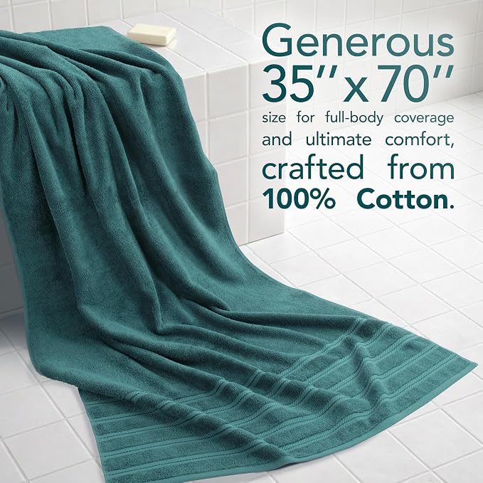 American Soft Linen 100% Cotton Luxury Turkish Towels, 35x70 XL Bath Sheet | Soft Absorbent Quick Dry OEKO Tex Standard 100 Certificated Durable Machine Washable Breathable Premium Hotel Quality