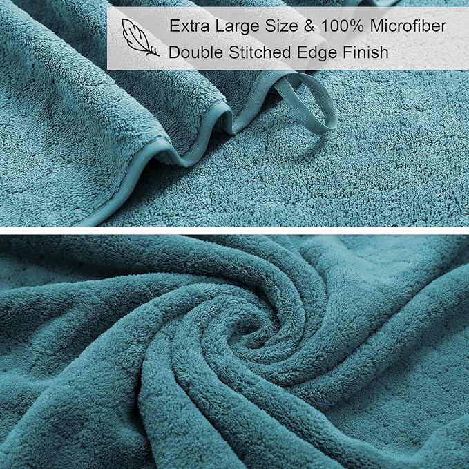 Extra Large Bath Towels Set 35x70 Inches - Luxury 600 GSM Oversized Bath Sheet Towel,Ultra Soft Microfiber - Quick Dry,Highly Absorbent Shower Towels Spa Hotel Bathroom Towel Set (4-Pack,Turquoise)