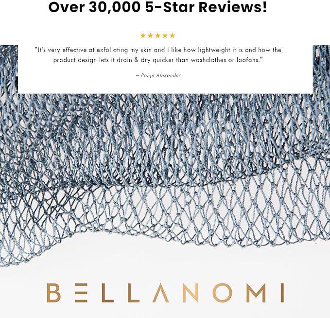 BELLANOMI African Exfoliating Net Sponge, Authentic, Ethically sourced from Nigeria, 45 inches Long, Back Scrubber for Daily use (Slate)