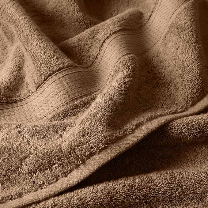 SUPERIOR Egyptian Cotton Ultra Plush & Absorbent, 6 Piece Set, Latte | Quick Dry, Soft Luxury Towel Set, Bath Essentials, Guest Bath, Spa, 2 Bath, 2 Hand, 2 Face Towels, Madeline Towels