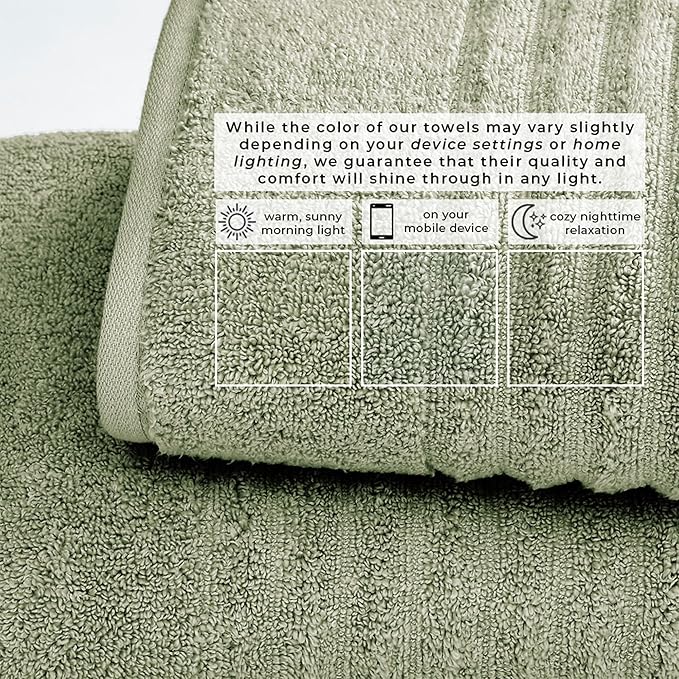 Great Bay Home 4 Pack Bath Towel Set - 100% Cotton Towels - Absorbent & Quick-Dry Towels for Bathroom (Eucalyptus)