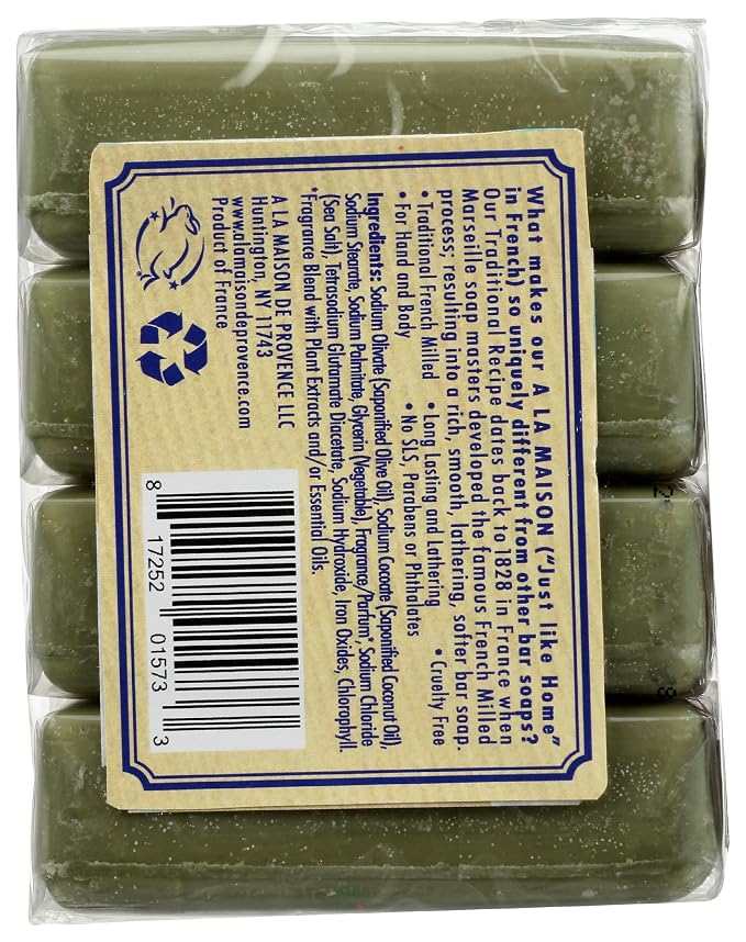 A LA MAISON Lavender Rosemary Olive Oil Bar Soap - Triple French Milled Natural Moisturizing Hand Soap Bar (4 Bars of Soap, 3.5 oz)