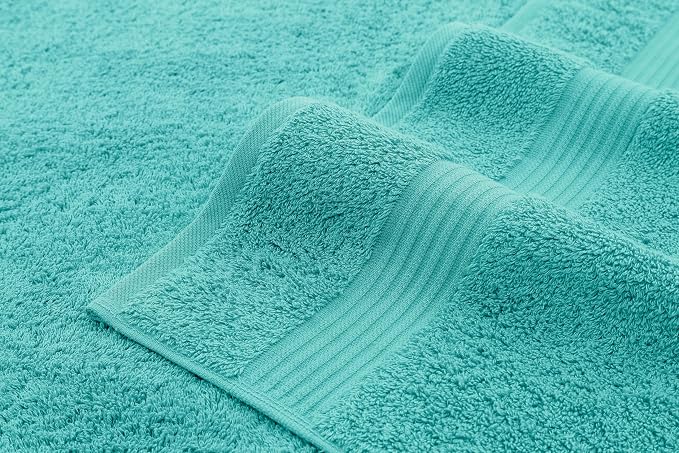 American Veteran Towel 100% Cotton Turkish 6 Piece Towel Set, Luxury Bath Towels Set of 6 for Bathroom Essentials, 2 Bath Towels 2 Hand Towels 2 Washcloths, Turquoise Blue