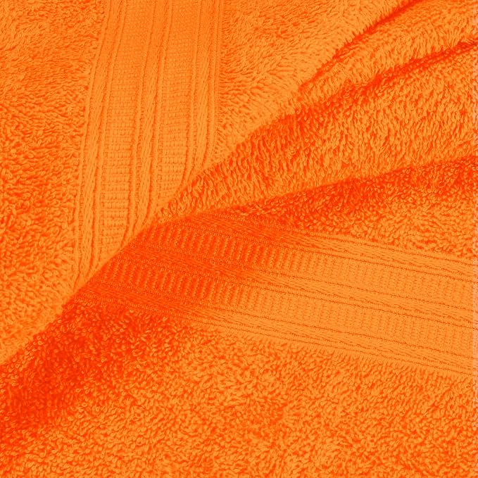 BOUTIQUO 6 Pack Cotton Towel Set, Contains 2 Bath Towels 27x54 inch, 2 Hand Towels 16x24 inch & 2 Wash Coths 12x12 inch, Ideal Everyday use, Ultra Soft Compact & Lightweight - Orange
