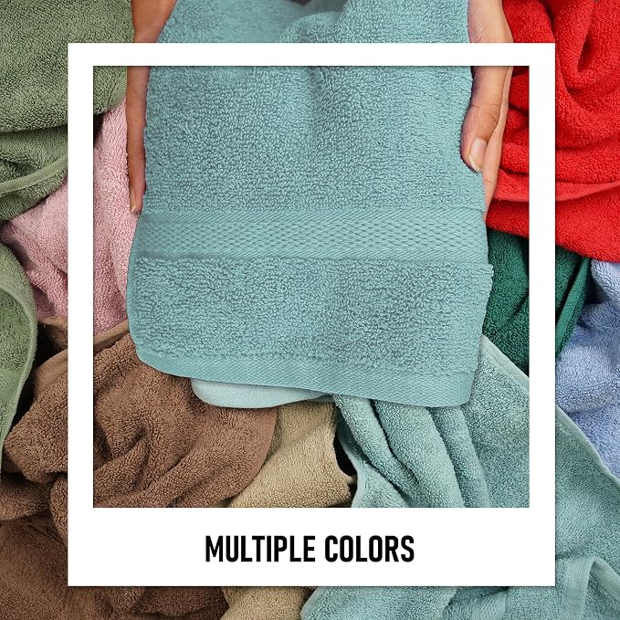 Luxury 8 Piece Set, 2 Bath Towels 2 Hand Towels 4 Washcloths, 100% Cotton Towels for Bathroom, Home, Spa, Hotel & Gym – Ultra Soft, Highly Absorbent, Quick Dry (Light Green)