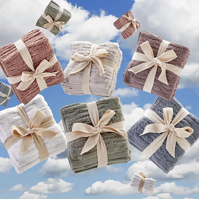SKL Home CloudSoft Cotton Luxury 4-Piece Washcloth Set, Clay