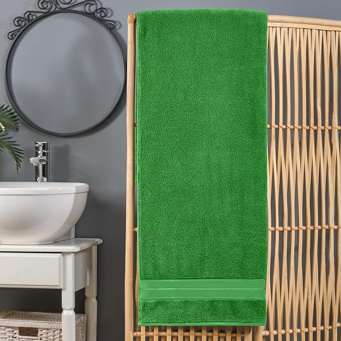 Elegant Comfort Three Line Popcorn Extra Large Luxury Bath Towel - 40" x 80" inch, Premium Hotel Spa Quality 1 Piece Oversized Bath Sheet 100% Turkish Cotton Super Soft Highly Absorbent, Emerald Green