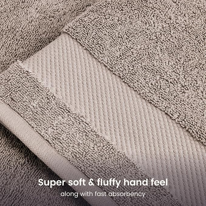 BIOWEAVES 100% Organic Cotton Bath Sheet Set of 2 | Soft Oversized Bath Towels | 700 GSM Premium Bath Towel Sheet Set GOTS Certified - Taupe