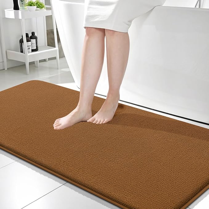 OLANLY Thick Memory Foam Bathroom Runner Rugs 59x24, Extra Soft Absorbent Long Bath Rug, Quick Dry Bath Mats, Non-Slip, Machine Washable Mat for Bathroom, Tub and Shower, Home Decor Accessories, Ochre