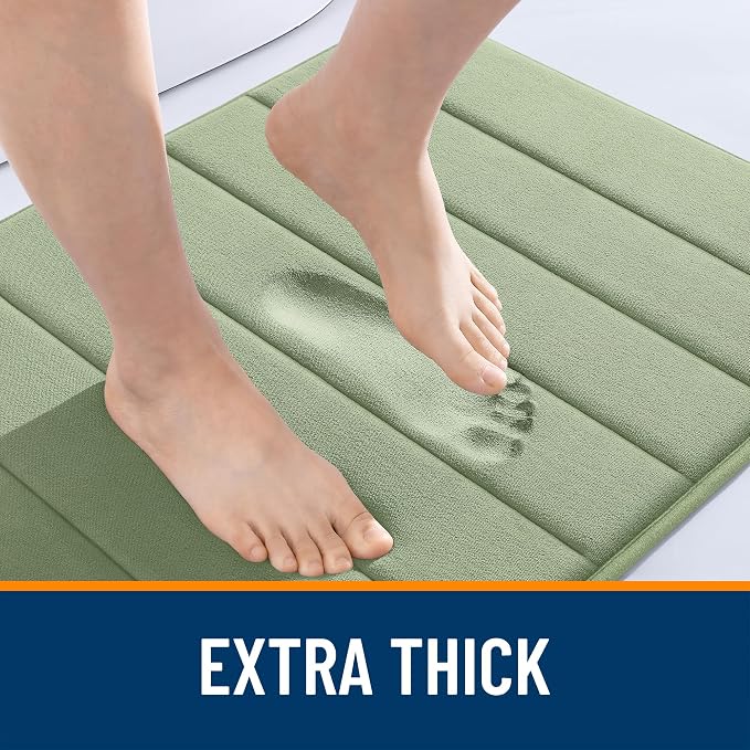 OLANLY Memory Foam Long Bathroom Rugs Runner 59x20, Super Soft Absorbent Bath Mat, Quick Dry, Machine Washable Shower Floor Rugs, Bathmat Carpet, Bathroom Home Decor Accessories, Sage Green