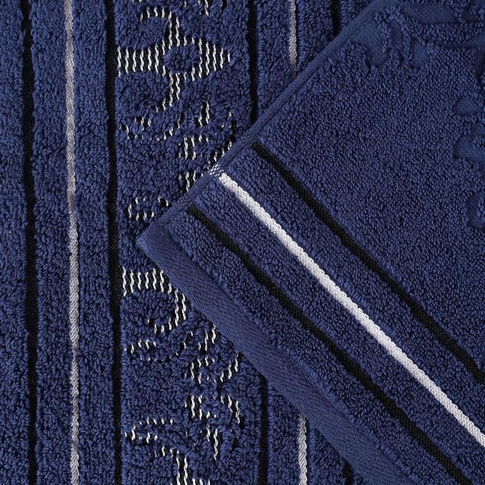 Superior Cotton Hand Towel Set, Small Towels, Plush Soft Absorbent Bathroom Basics, Home Essentials, Spa, Salon, Hotel, Kitchen, Luxury Quick Drying, Zero Twist Assorted Floral Set of 6, Navy Blue