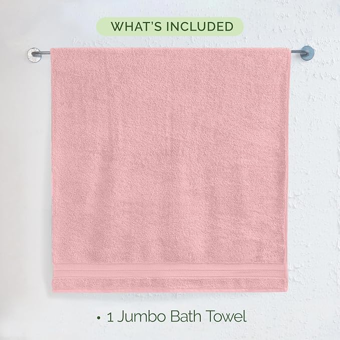 Elegant Comfort Three Line Popcorn Towel Set for Bathroom 35 x 70 inches, Premium Hotel Quality 1-Pack Jumbo Towels, 100% Turkish Cotton, Soft and Durable, Quick Dry and Highly Absorbent, Dusty Pink