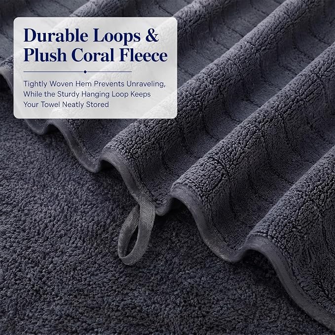 4 Pcs Extra Large Bath Towel Set 35"x70" Oversized Microfiber Bath Sheet Soft Quick Dry Absorbent Towel Gray Brown Green Coral Fleece Bathroom Sheet for Adult Beach Pool Spa Body