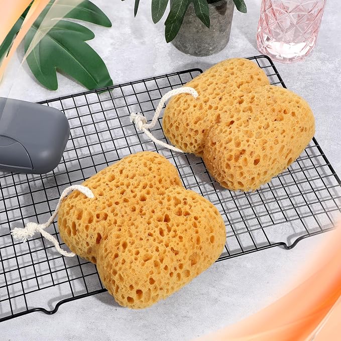 Mabor 2 Pcs Body Shower Bath Sponge, Large Size Exfoliating Sponges for Shower Scrubber Foam Loofah Bubbling Bubble Scrub for Bathroom Men Women Use