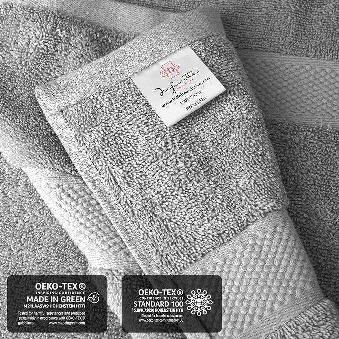 Infinitee Xclusives Jumbo Bath Sheets Towels for Adults – 600 GSM (35X70 Inches)– 100% Ring Spun Cotton, Soft and Absorbent Large Bath Towels for Bathroom (Charming Grey) (Pack of 2)