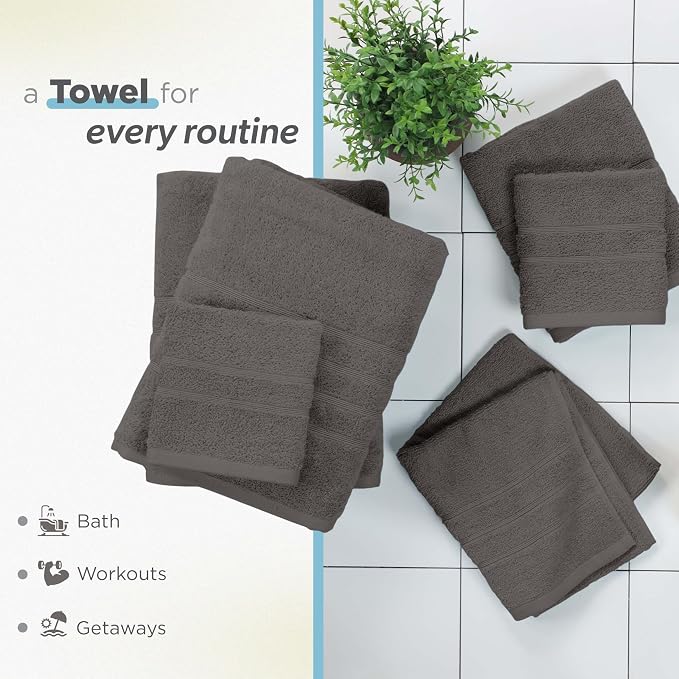 Martex Ultimate Performance 6-Piece Towel Set, Eiffel Tower | 100% Cotton, Supersoft & Absorbent, Low-Linting, Easy Care, Versatile, 2 Bath Towels, 2 Hand Towels, 2 Wash Cloths