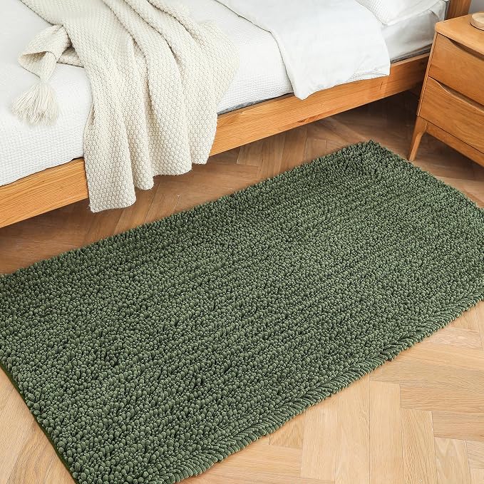 FLOLEOPA Soft Plush Microfiber Bathroom Rugs, Absorbent Bath Rugs Non Skid Machine Wash Dry Bath Mats for Tub,Shower and Bath Room Floor Mats(Loden,31x59 inches)