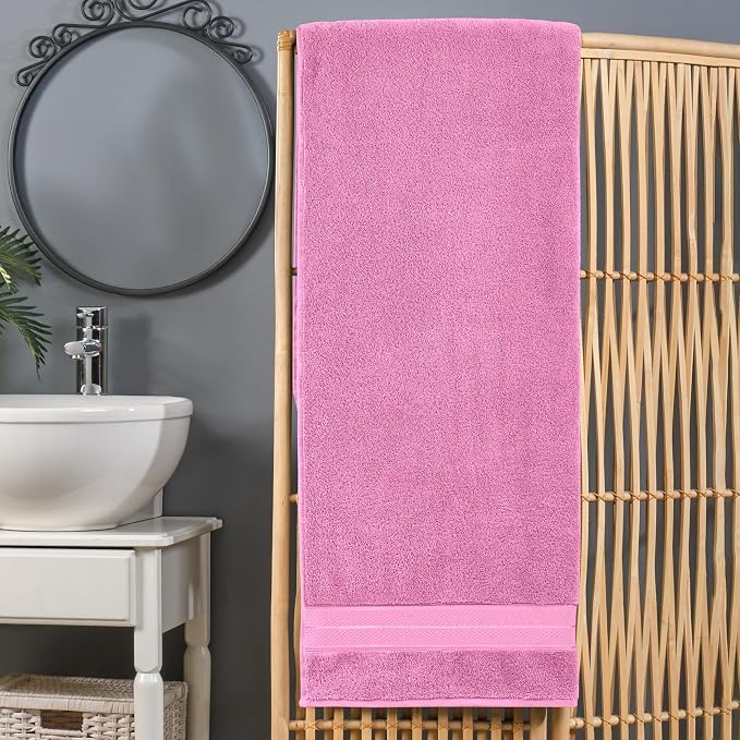 Elegant Comfort Three Line Popcorn Extra Large Luxury Bath Towel - 40" x 80" inch, Premium Hotel Spa Quality 1 Piece Oversized Bath Sheet 100% Turkish Cotton Super Soft Highly Absorbent, Light Pink