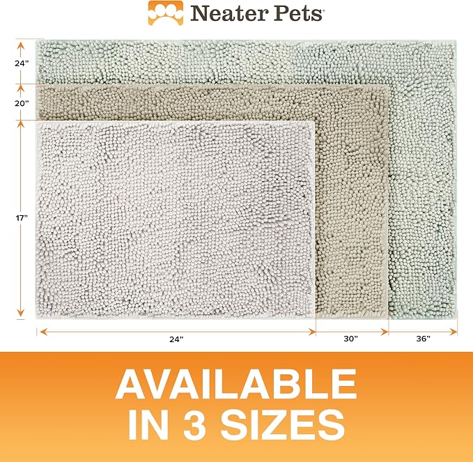 Neater Pets Muddy Paws Dog Door Mat 24” x 17” – Super Absorbent & Quick-Dry Chenille Doormat for Trapping Dirt, Water, Mud - Non-Slip & Machine Washable Pet Rugs for Entryway, Indoor Mud Mats, Tan