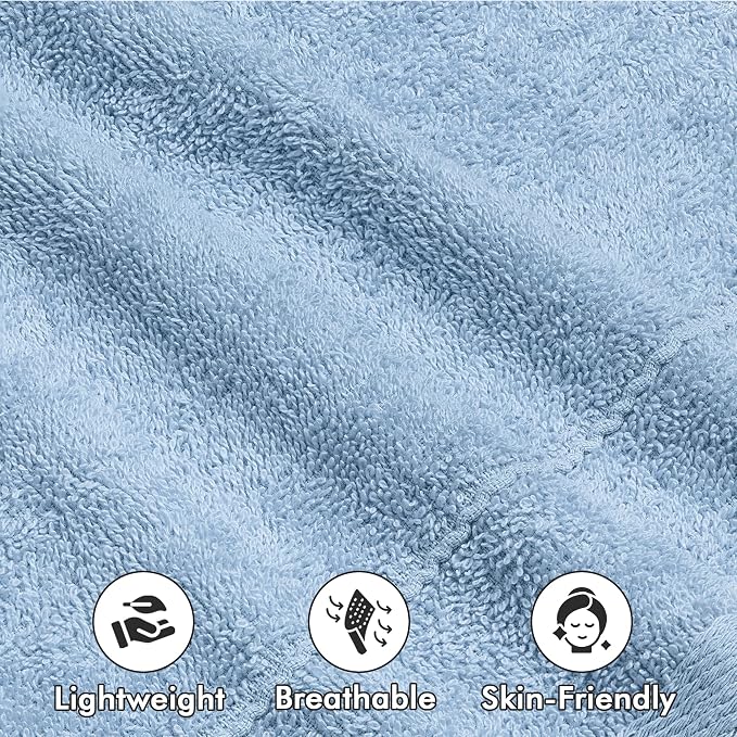 Face Towels Pack of 12 – 100% Cotton Wash Cloths (12x12 inch) – 550 GSM Soft, Quick Dry & Highly Absorbent Ring Spun Cotton Towels for Bathroom, Spa, Gym, Kitchen and for Daily Use - (Sky Blue)